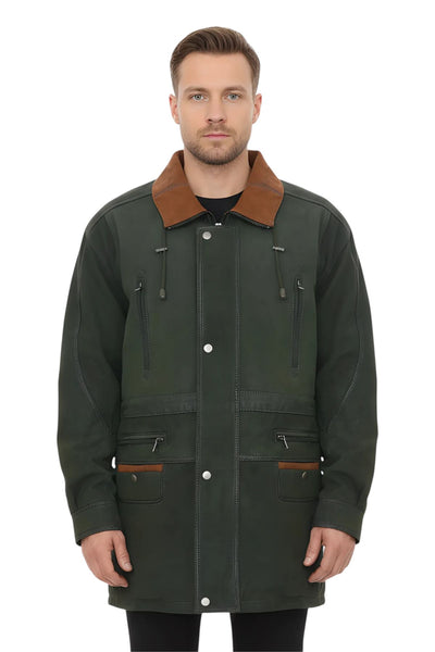 Mens Soft Italian Leather Parka Coat-Winnipeg