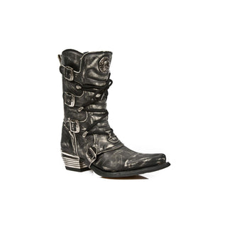 New Rock Men's Grey Dallas Leather Boots- M.7993-S3