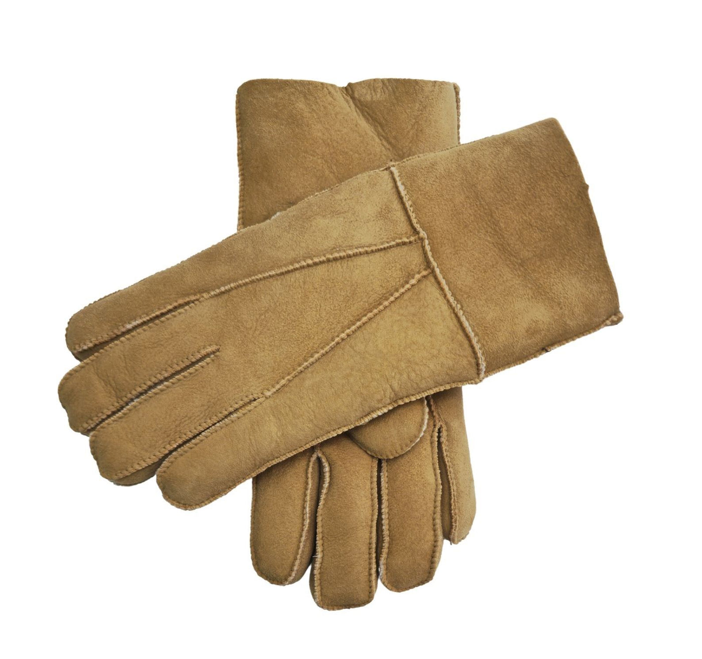 Unisex Sheepskin Suede Gloves with Roll Up/Down Cuff