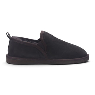 Men's Brown Genuine Sheepskin Suede Slipper Winter Moccasins - Cedar