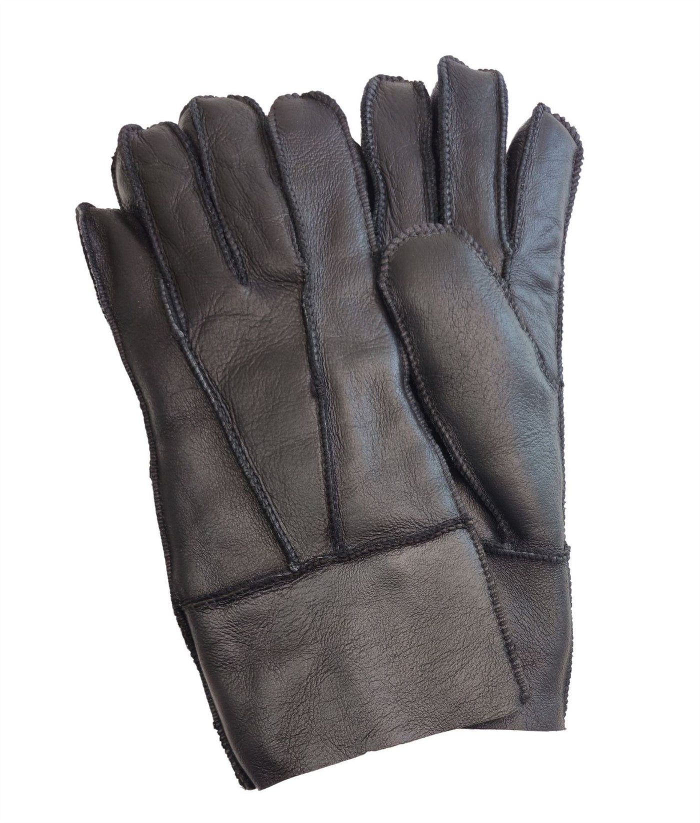 Unisex Sheepskin Leather Gloves with Roll Up/Down Cuff