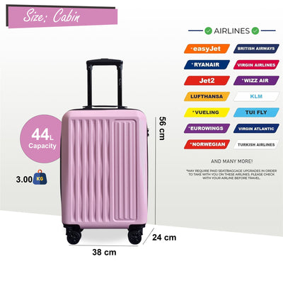 ABS Hard Shell Cabin 56 x 38 x 24 cm Suitcase Suitable for Easyjet, Ryanair
