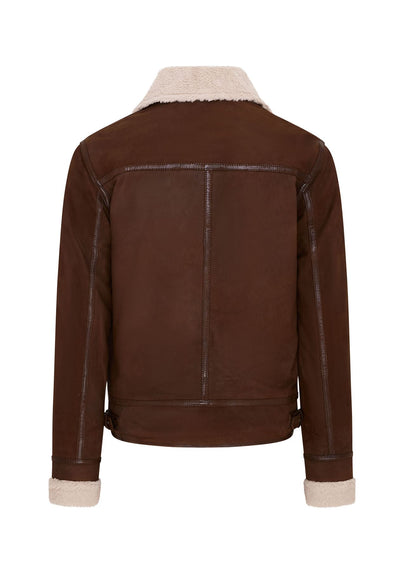 Mens Real Sheep Suede Bomber Aviator Jacket - Sandnes