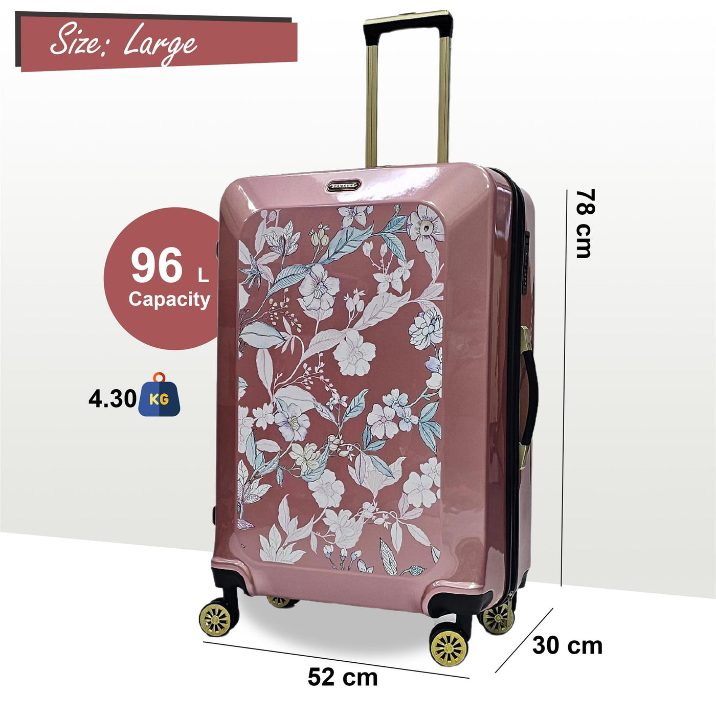 Hard Shell Flower Print Suitcase Luggage Set