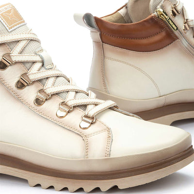 Pikolinos Women’s Nata White Leather Ankle Trainers Boots - Vigo