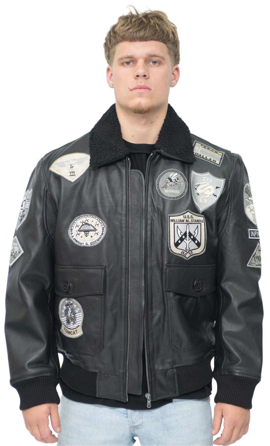 Mens Top Gun A2 Leather Bomber Jacket-San Diego