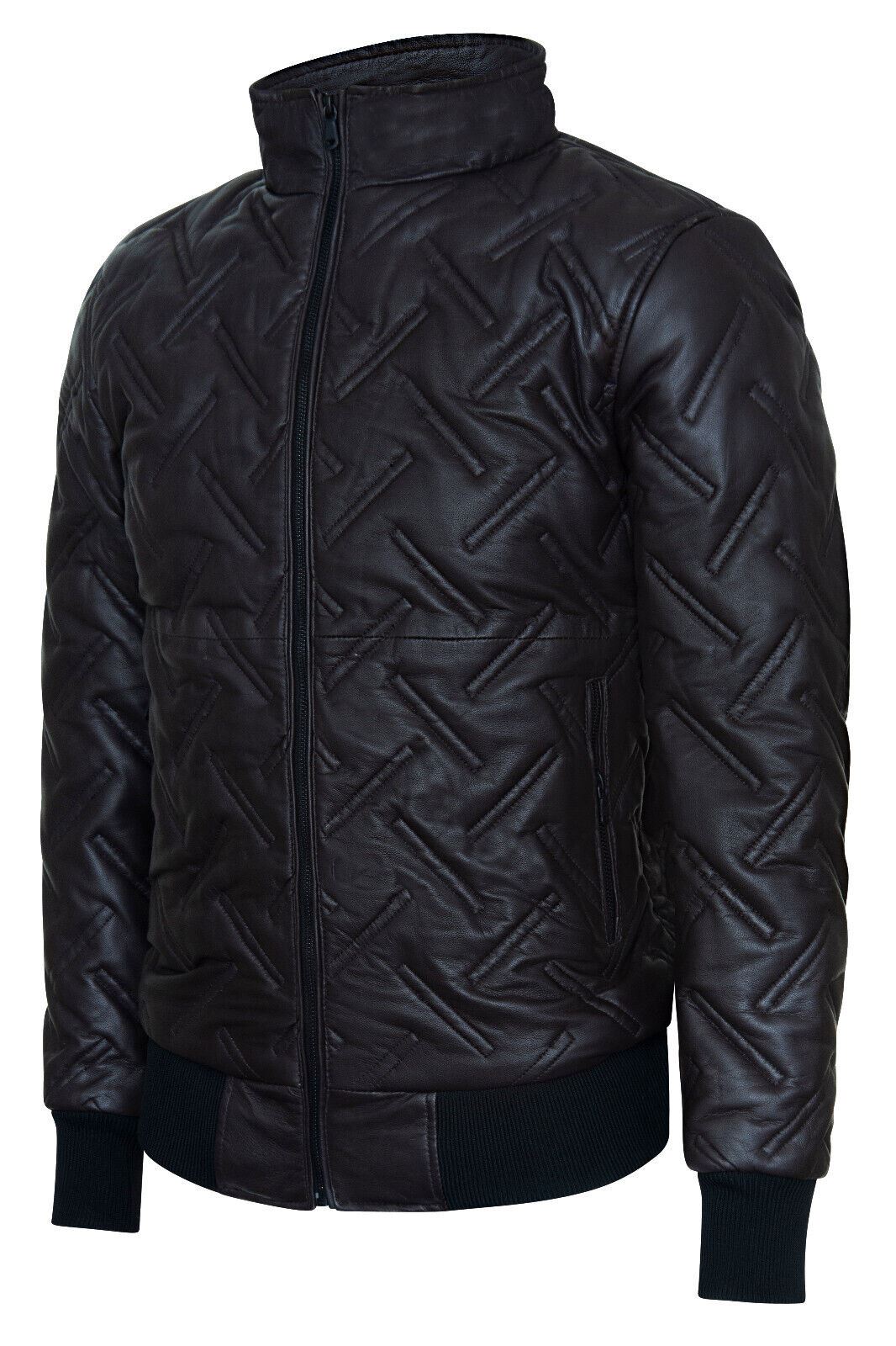 Mens Quilted Leather Bomber Jacket - Taunton - Upperclass Fashions 