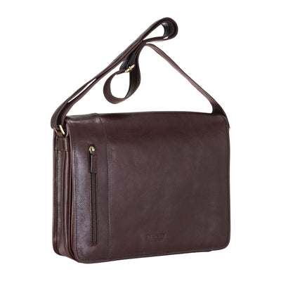 Genuine Leather Laptop Satchel Messenger Shoulder Bag - Astor