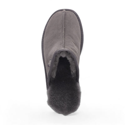 Men's Genuine Sheepskin Grey Suede Mule Winter Warm Non-Slip - Highland