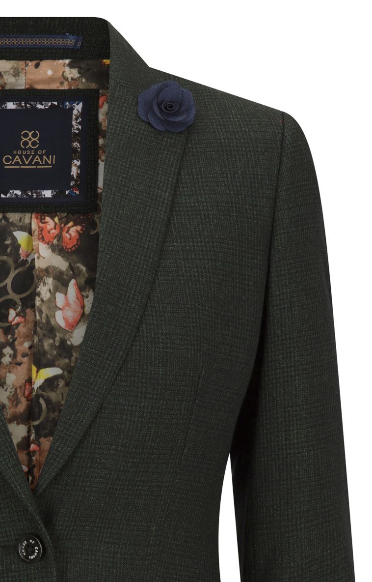 Women's Tweed Green Check Blazer Wool Classic Jacket