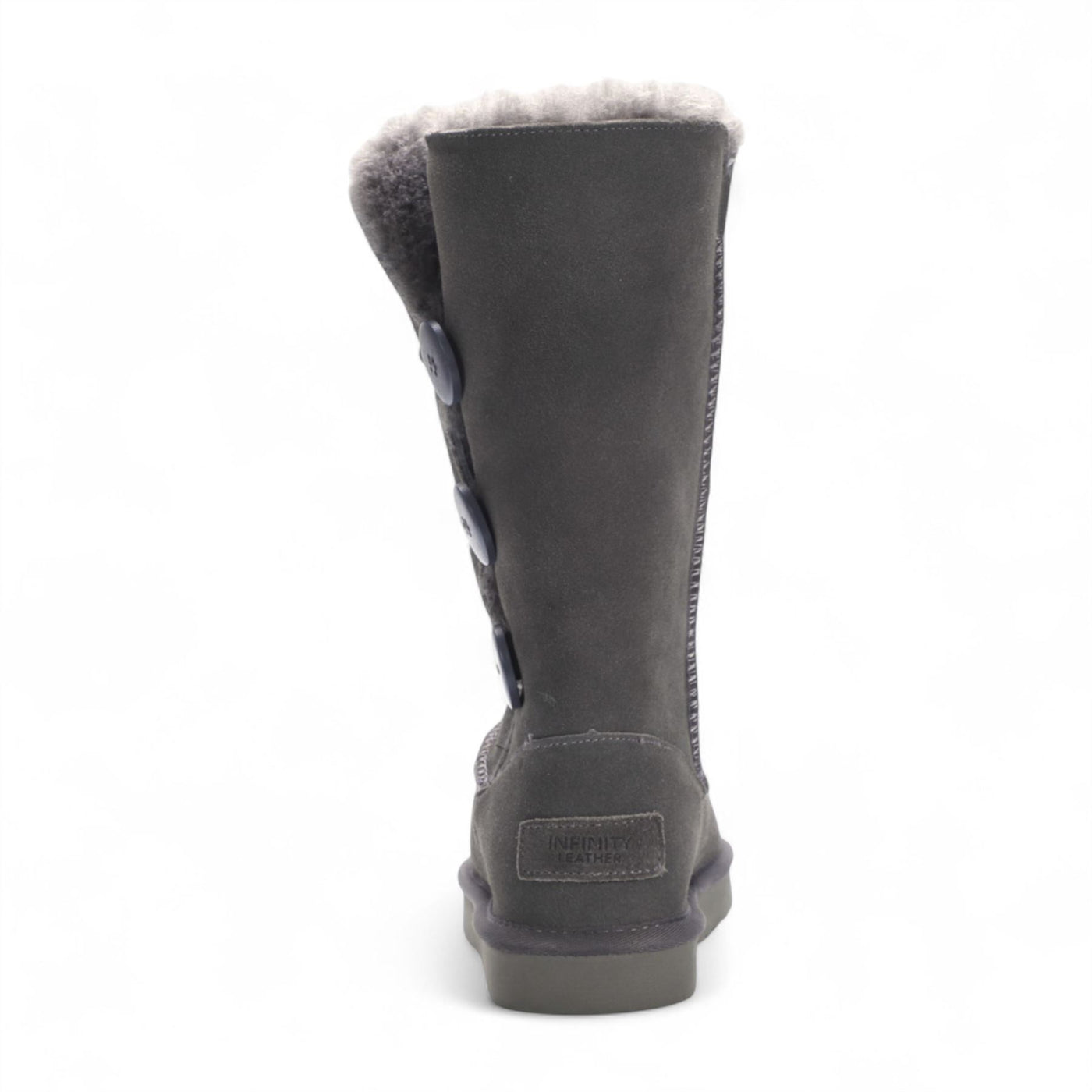 Women's Sheepskin Suede Grey Button Warm Winter Calf Boots - Willow