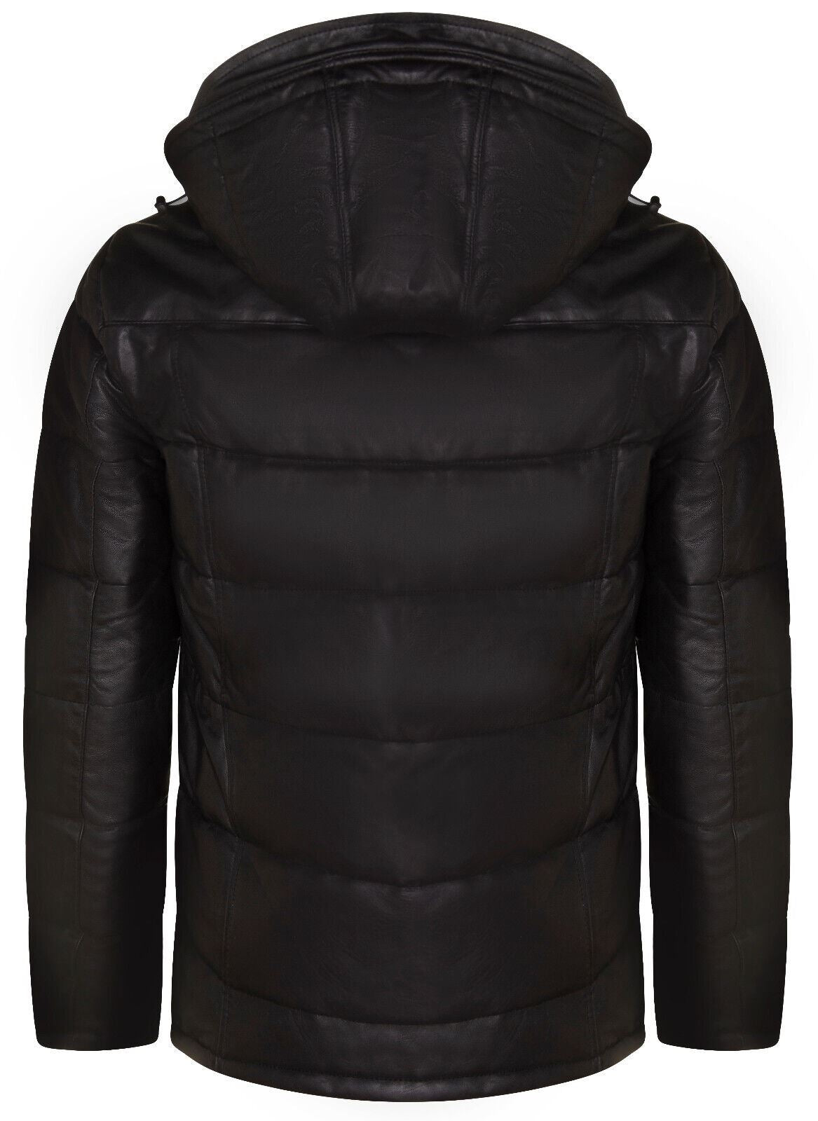 Mens Puffer Leather Bomber Jacket-Alicante