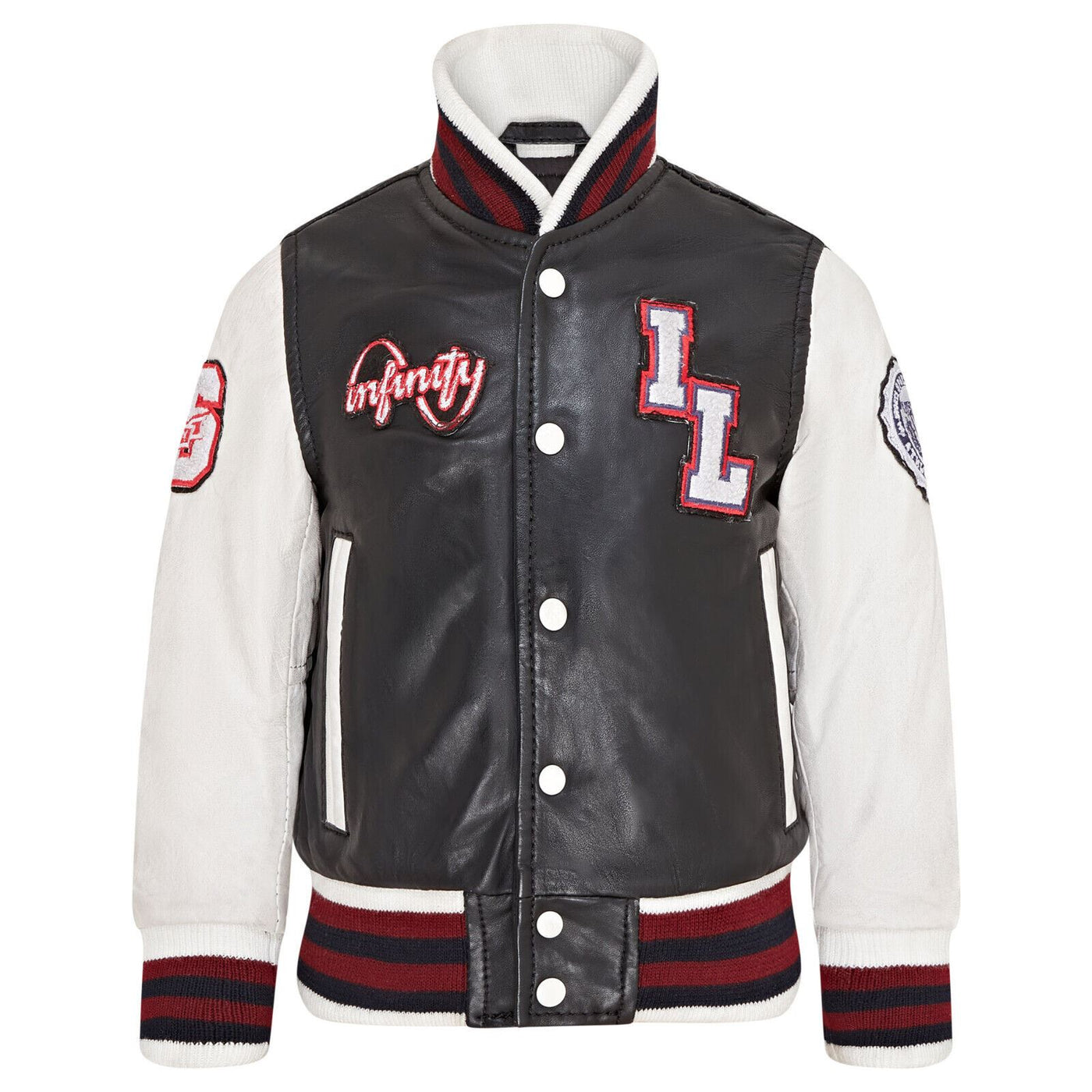 Kids Letterman Leather Varsity College Bomber Jacket 3-13 yrs