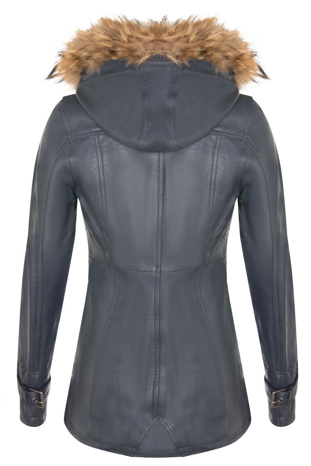Parka da donna in pelle con cappuccio-Putian