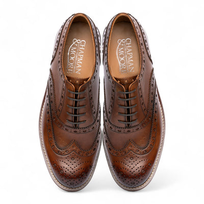 Chapman & Moore Men's Brown Leather Wingtip Brogue Oxford Office Shoes