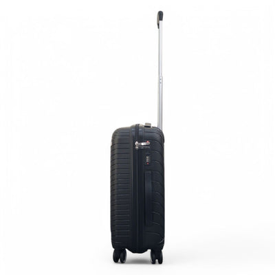 Robust PP Hard Shell Black 8 Wheels Luggage Travel Holiday Cabin Suitcase Set