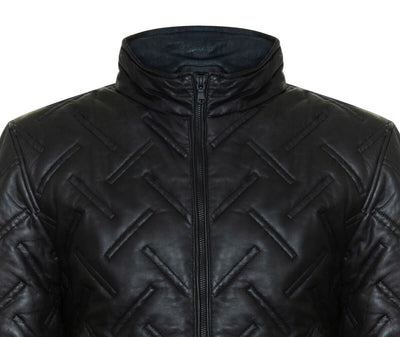 Mens Quilted Leather Bomber Jacket - Taunton - Upperclass Fashions 