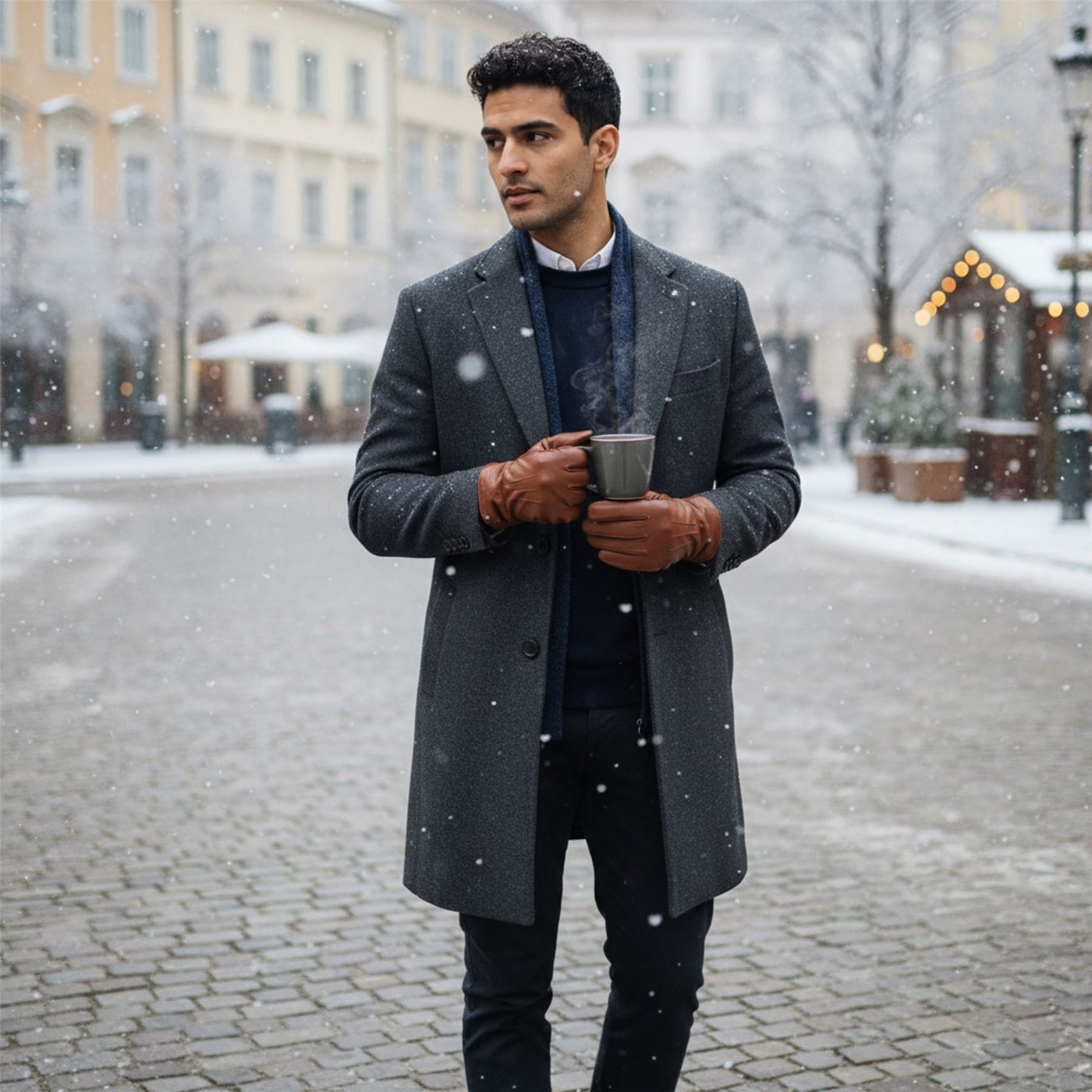 Men’s Italian Leather Warm Wool Lining Winter Gloves - M-LGV-305