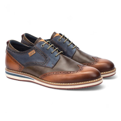 Pikolinos Men’s Brandy Brown Leather Brogue Lace-Up Oxford Shoes - Avila