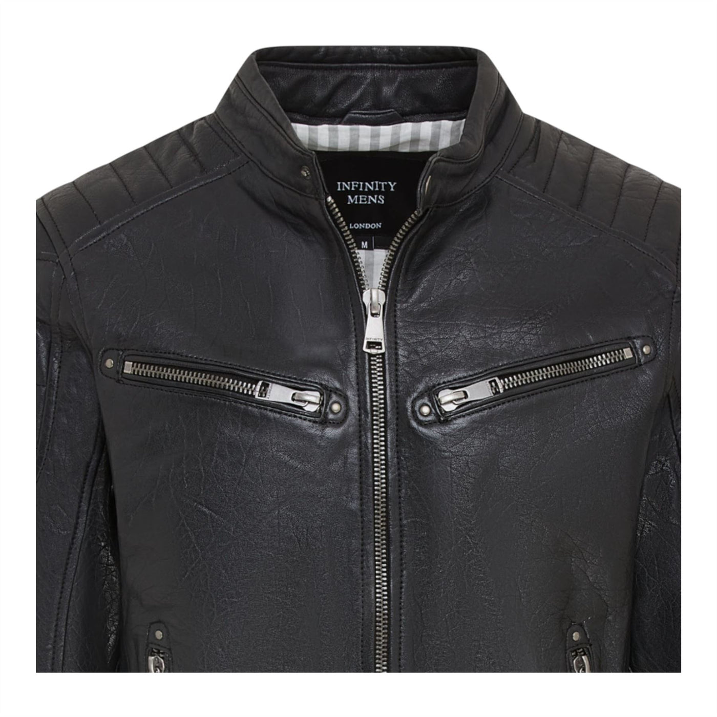 Men's Modern Classic Leather Quilted Biker Jacket - Derry