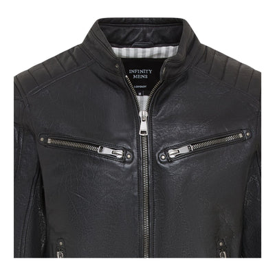 Men's Modern Classic Leather Quilted Biker Jacket - Derry