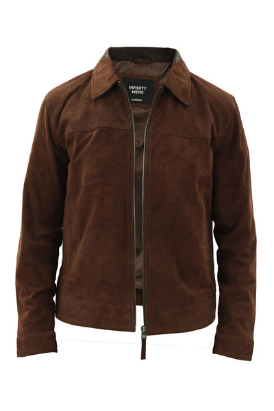 Mens Retro Goat Suede Leather Harington Jacket-Zurich