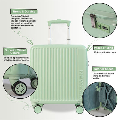 Hard Shell Cabin 44 x 22 x 38 cm TSA Secure Luggage Suitcase Suitable for Easyjet, Ryanair