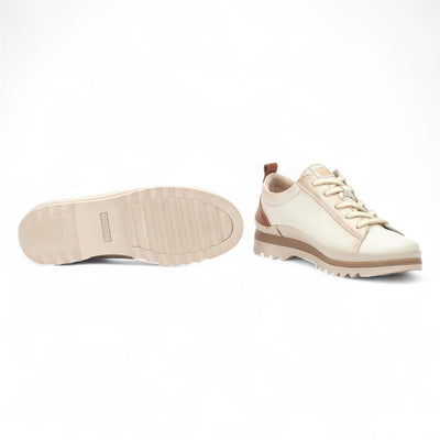 Pikolinos Women’s Nata White Leather Laces & Zipper Trainers - Vigo