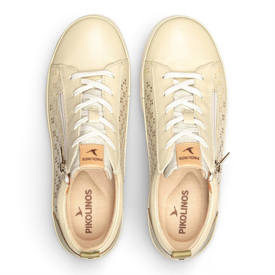 Pikolinos Women's Apple Green Leather Lace Up Zip Trainer Sneaker