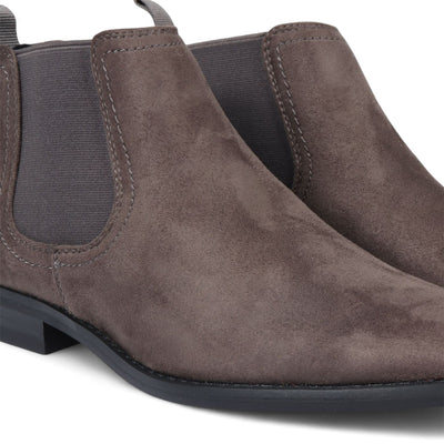 Men's Suede Chelsea Boots Real Leather Lined Slip-On