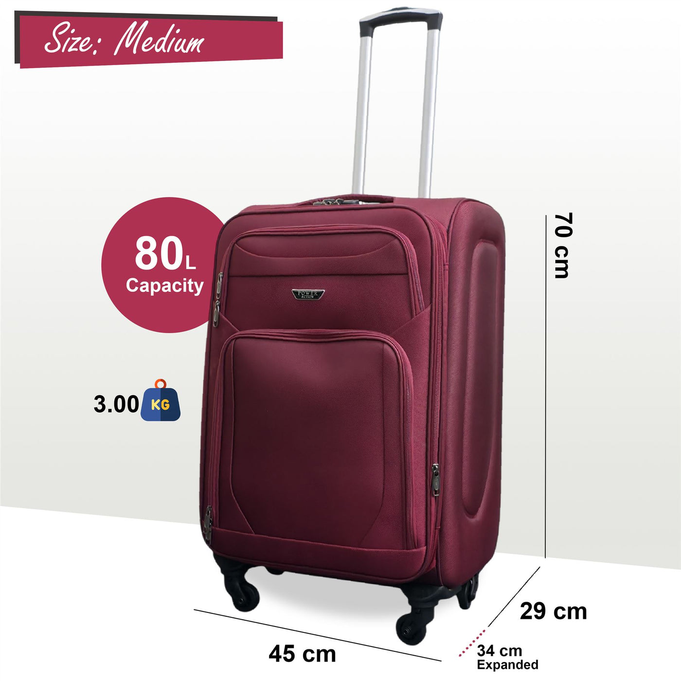 Soft Shell Lightweight Nylon Suitcase Set 4 Wheel Travel Case Holiday Bags