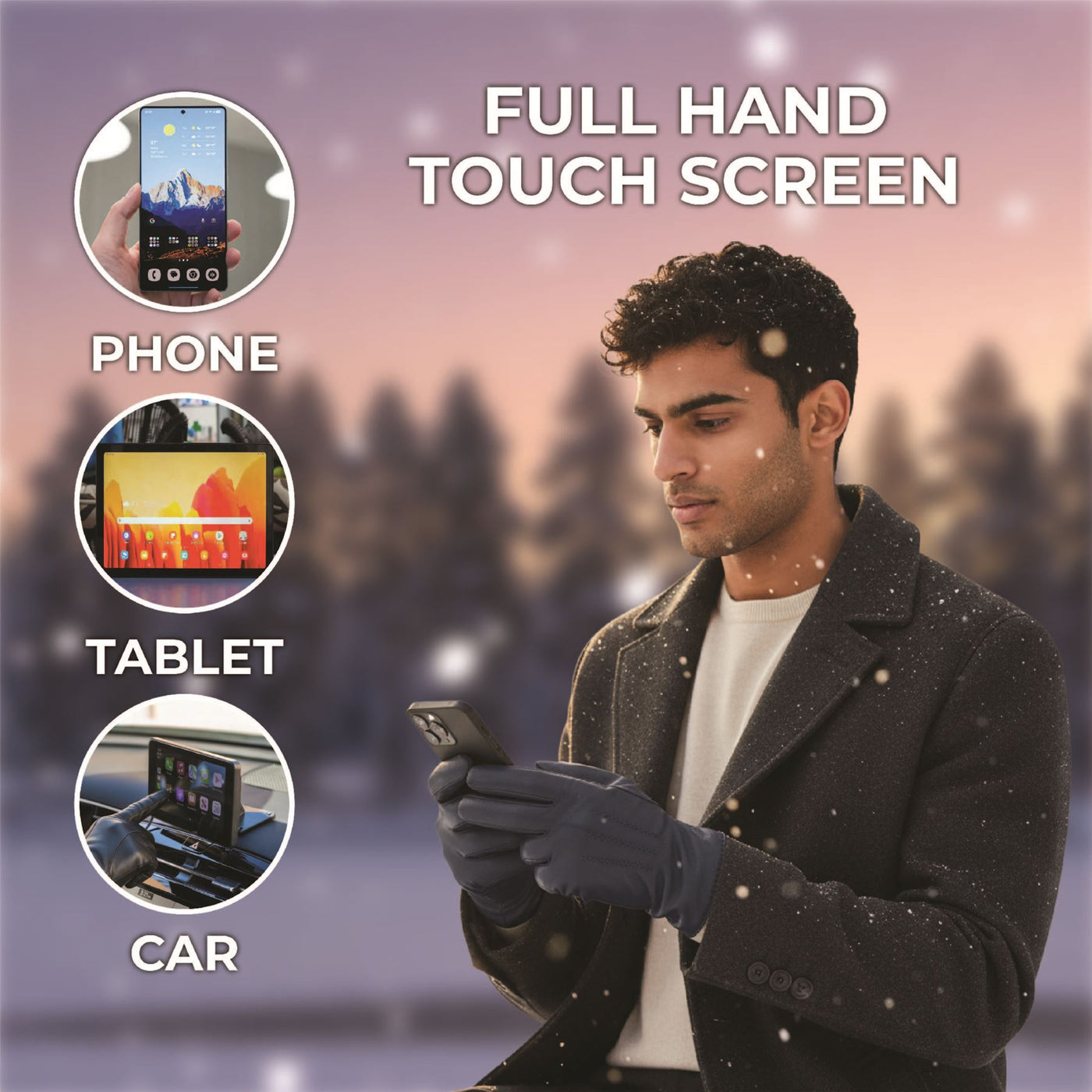 Men’s Italian Leather Warm Wool Lining Winter Stich Design Gloves - M-LGV-205