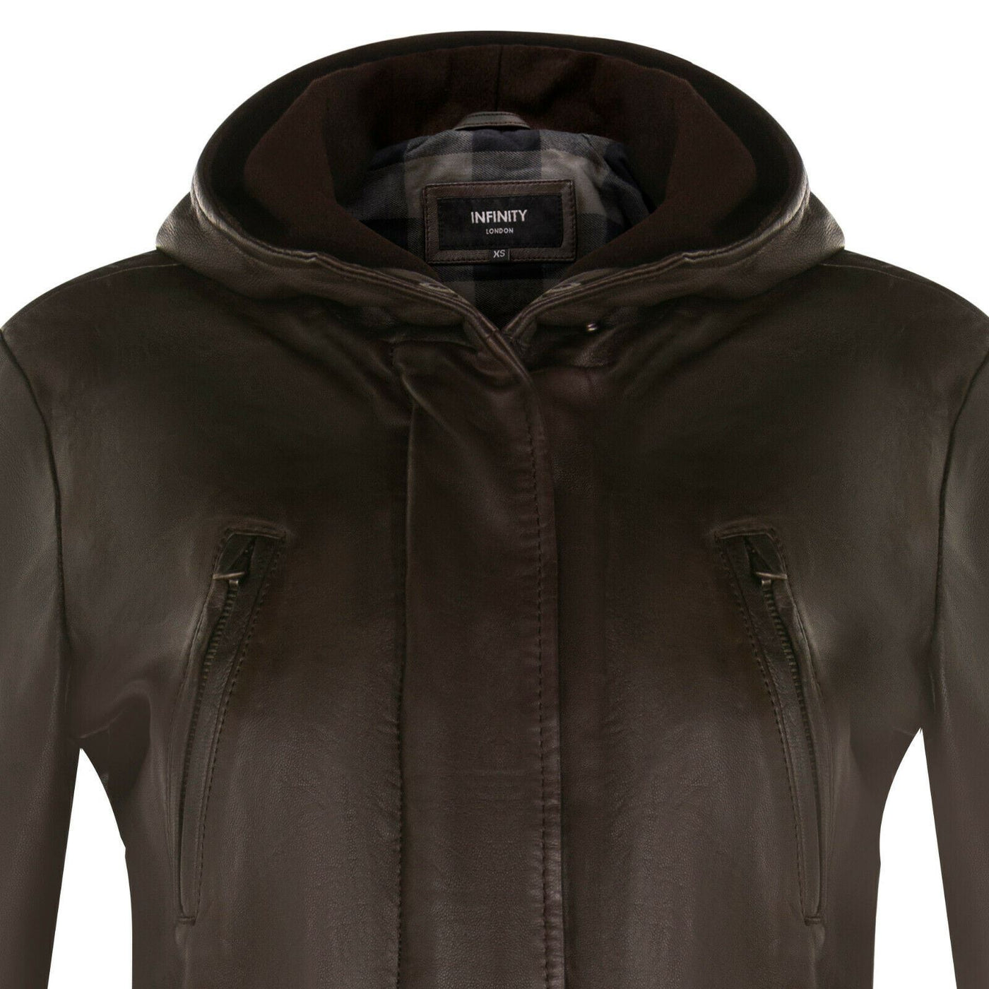 Giacca parka con cappuccio in pelle da donna - Bucarest