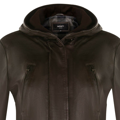 Giacca parka con cappuccio in pelle da donna - Bucarest