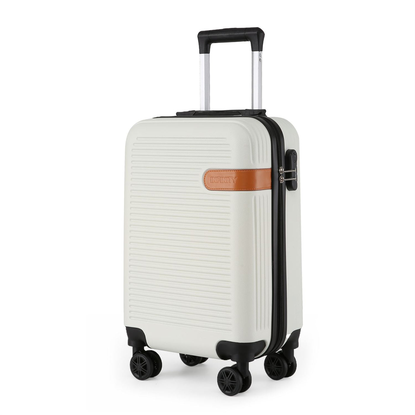 Hard Shell Cream Classic Dual 4 Wheel Luggage Suitcase Set