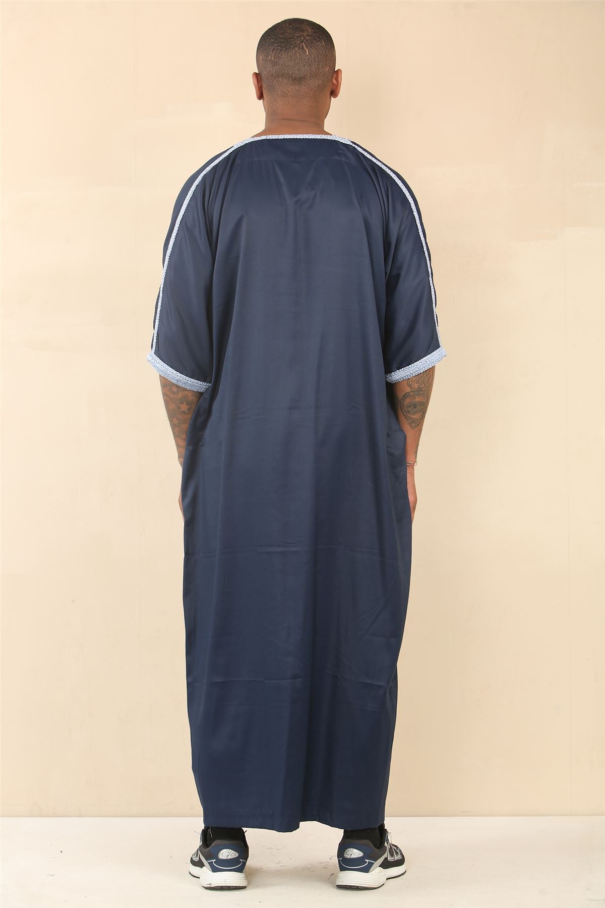 Men's Blue Moroccan Thobe Jubba Robe Eid Djellaba Gandoura