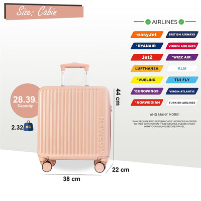 Hard Shell Cabin 44 x 22 x 38 cm TSA Secure Luggage Suitcase Suitable for Easyjet, Ryanair