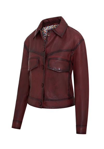 Womens Retro Biker Leather Jacket - Kopervik