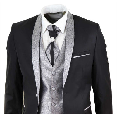 Men's 4 PieceBlack Tailored Wedding Suit