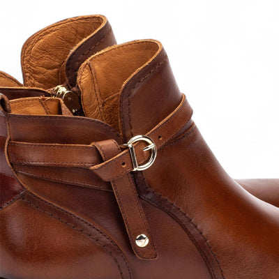 Pikolinos Women’s Cuero Brown Leather Ankle Bootie Zip Heel Boots - Daroca