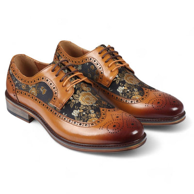 Justin Reess Men's Leather Floral Brogue Shoes - Ross