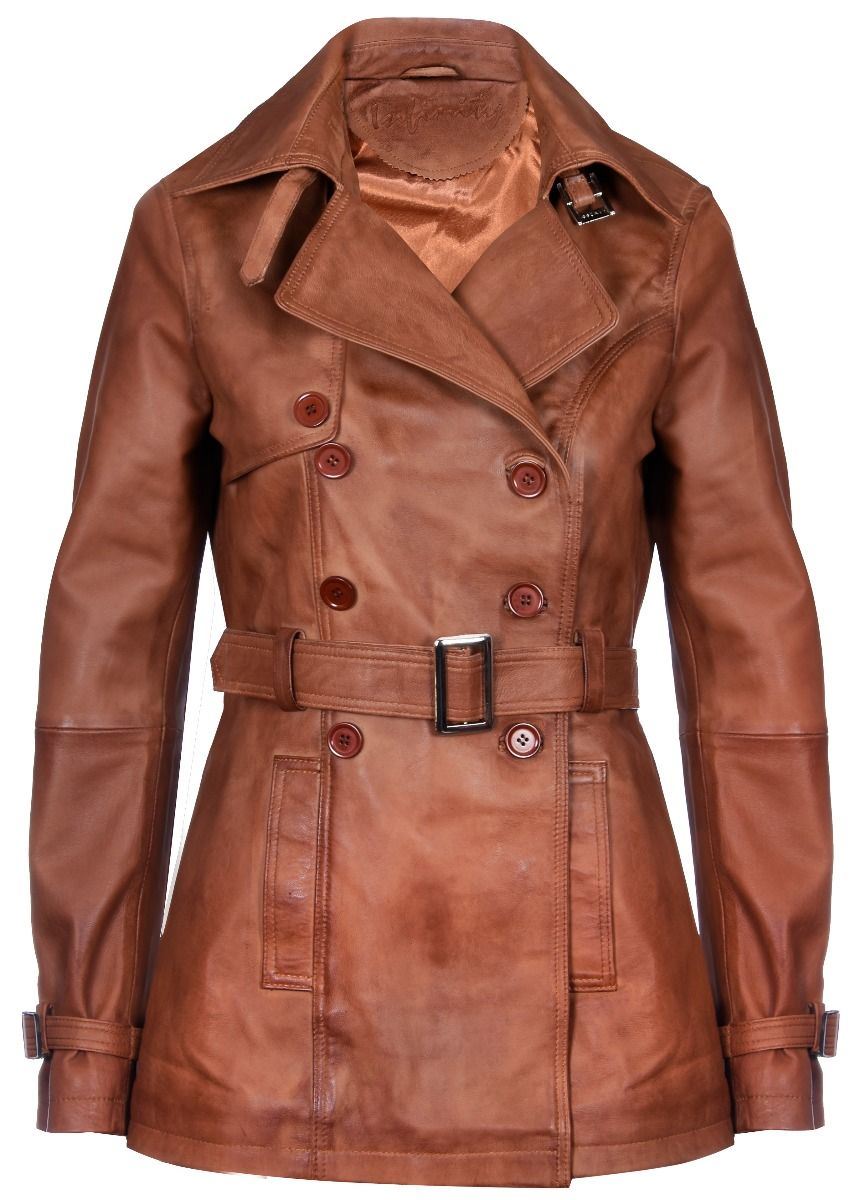 Trench da donna in vera pelle nero | Modello 5157