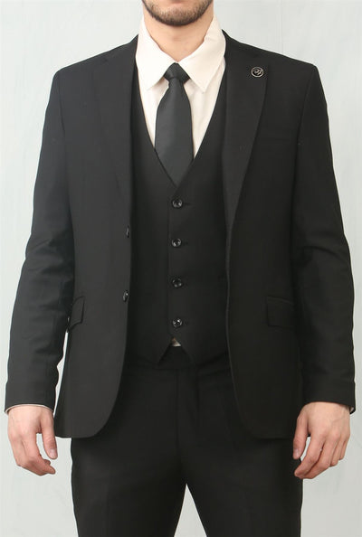 Men's Black 3 Piece Formal Classic Prom Suit Workwear