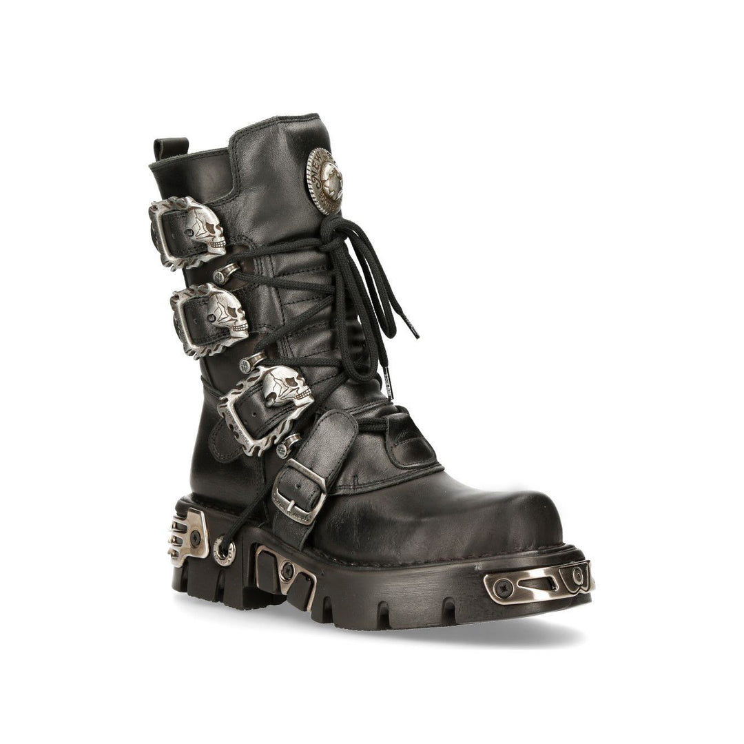 New Rock Black Mid-Calf Gothic Leather Boots-391-S1 – Infinity Leather