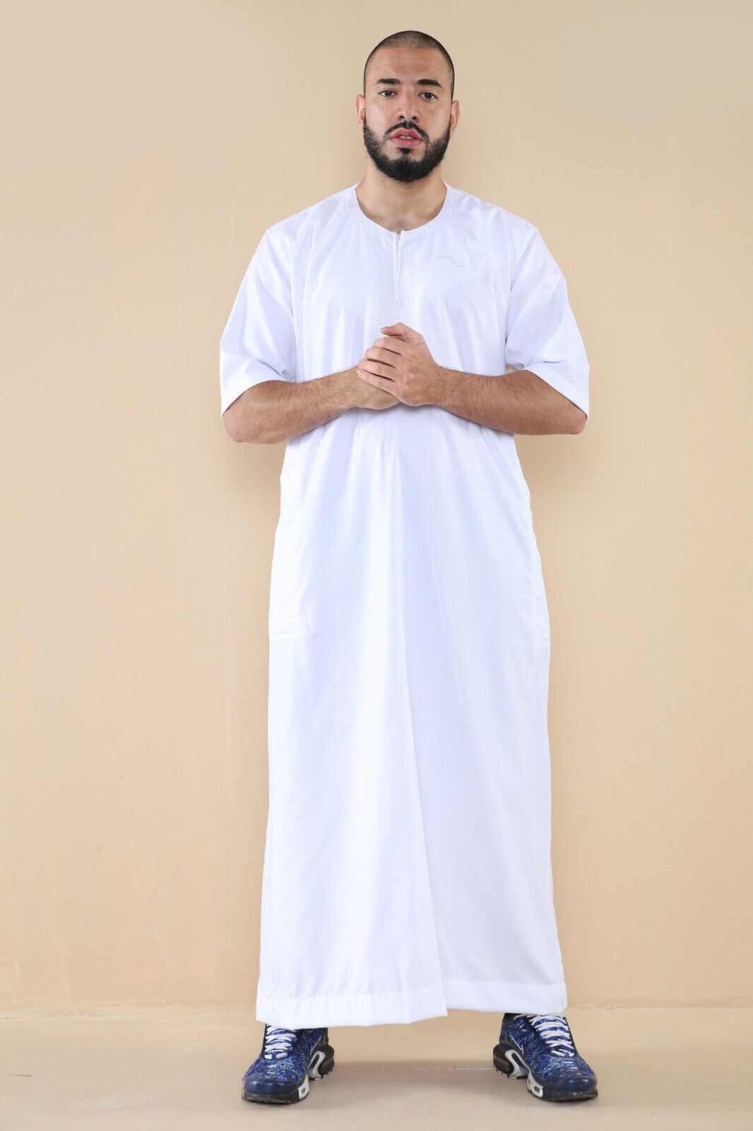 Mens Thobe Jubba Islamic Arab Moroccan Saudi Zipped Kaftan Arab Robe