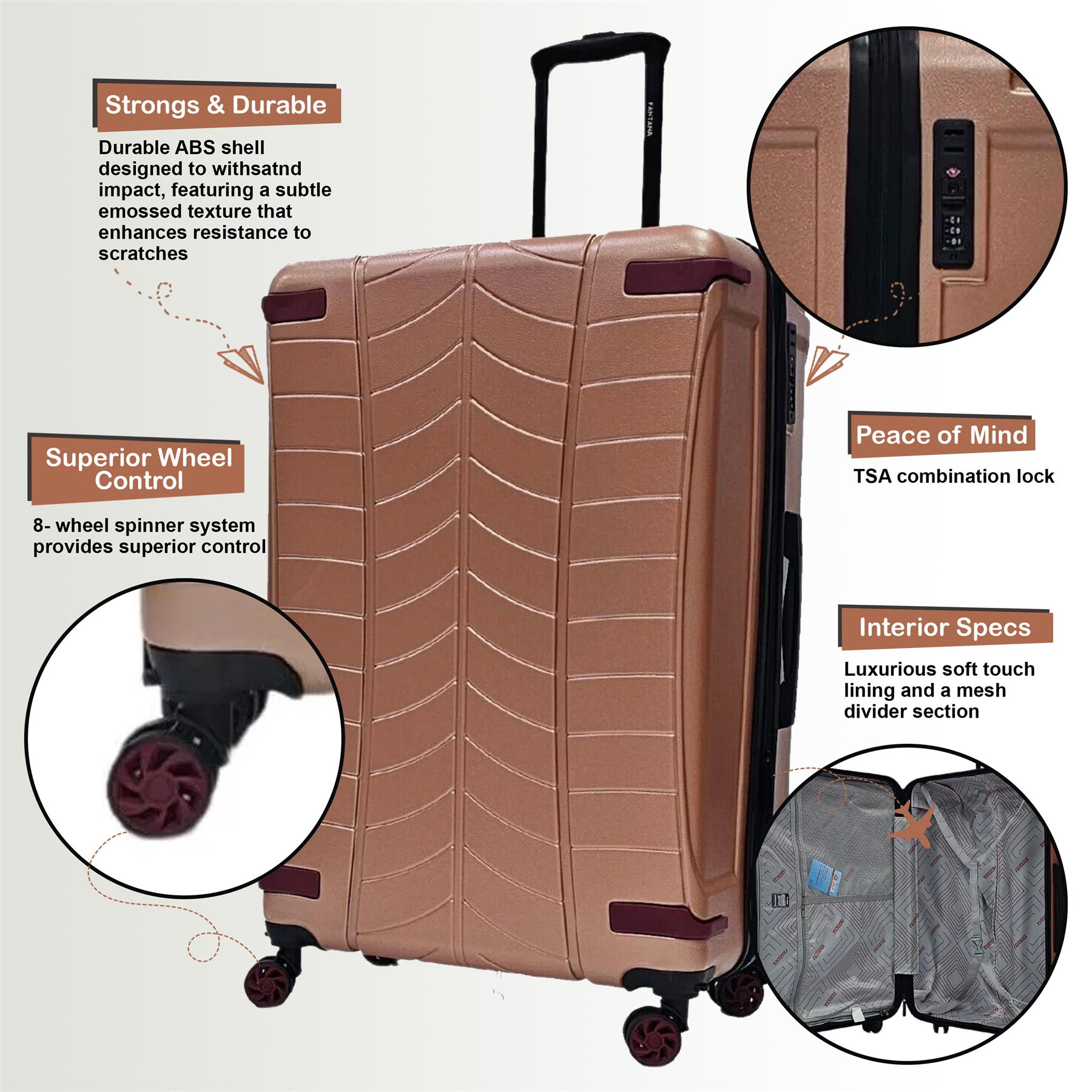 Hard Shell Cabin Suitcase 4 Wheel Luggage Travel Bag – Infinity Leather