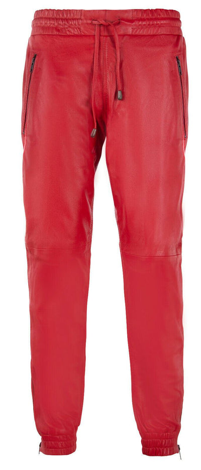 Mens  Leather Jogging Bottoms-Boston