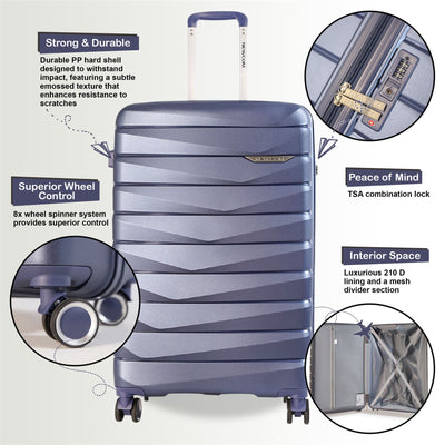 Hard Shell Cabin 36 x 22.5 x 56 cm PP Luggage Suitcase Suitable for Easyjet, Ryanair