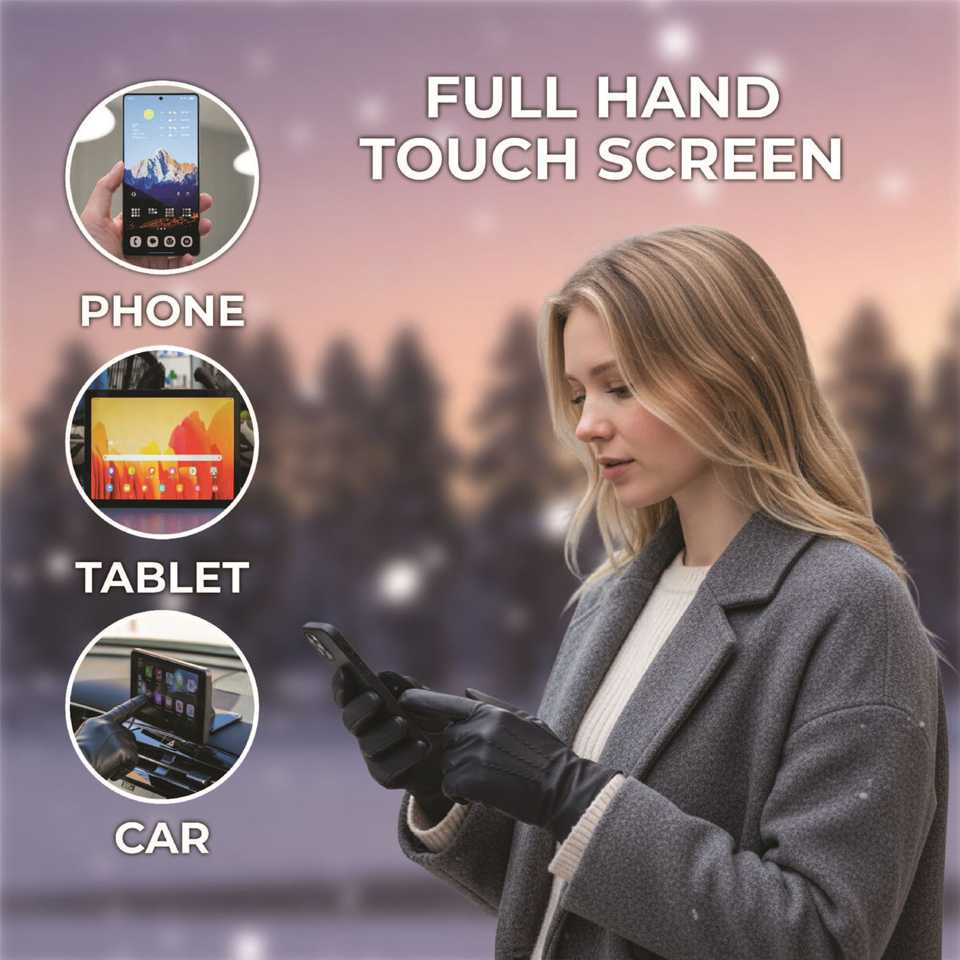 Womens Italian Leather Winter Stitch Line Design Soft Wool Lining Gloves - L-GLV-301