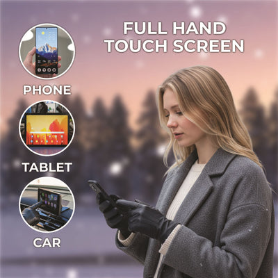 Womens Italian Leather Winter Stitch Line Design Soft Wool Lining Gloves - L-GLV-301